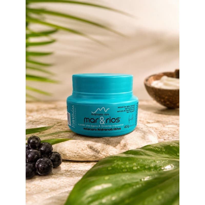 MÁSCARA HIDRATANTE CAPILAR HIDRONUTRITIVA MAR & RIOS 40G HIDRATAÇÃO PROFUNDA ANTIFRIZZ BRILHO INTENSO