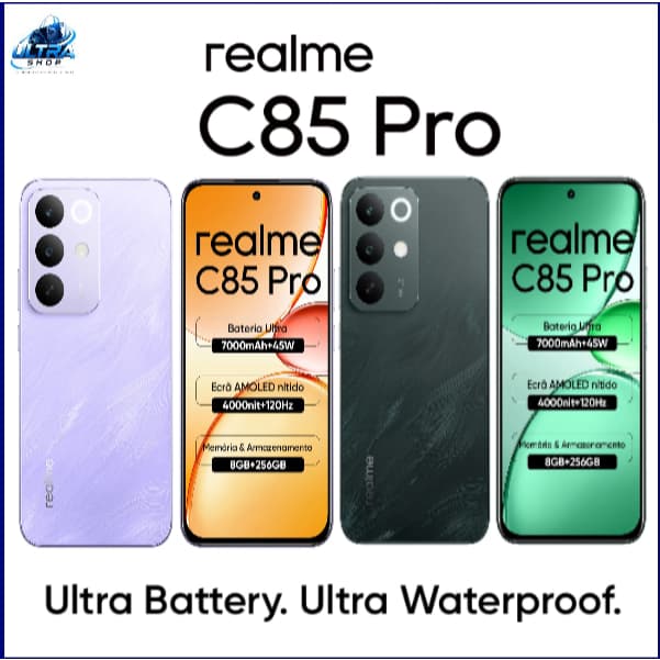 Smartphone Realme C85 PRO 256GB de Armazenamento 8GB de RAM NFC Dual SIM Bateria 7000mAh Tela AMOLED 6,8"