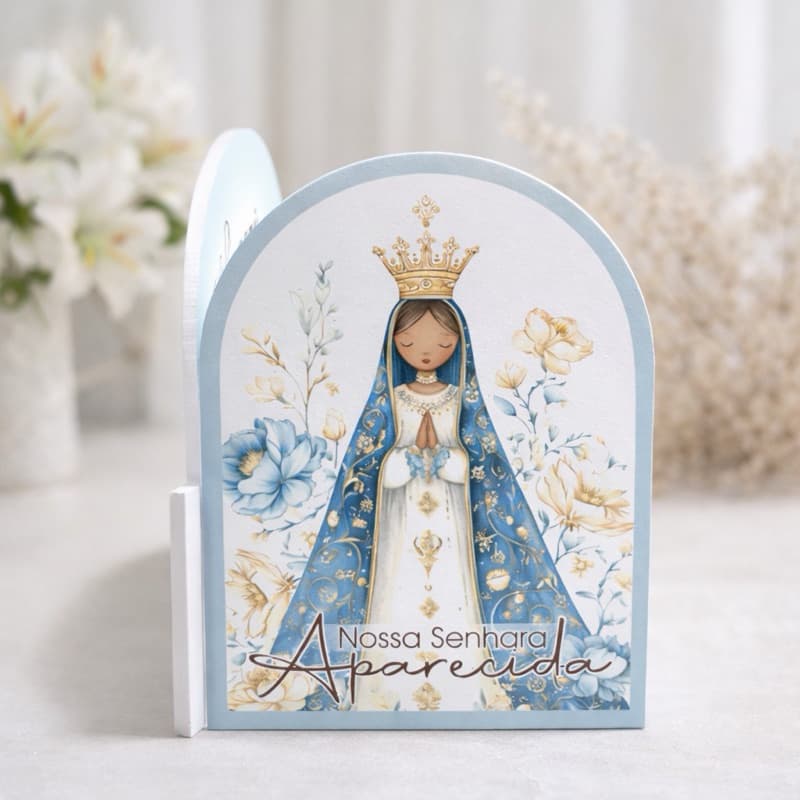 Capelinha Oratório MDF c/ Oração Mensagens Espiritual Presente Espírito Santo Anjo Ns Sra Aparecida