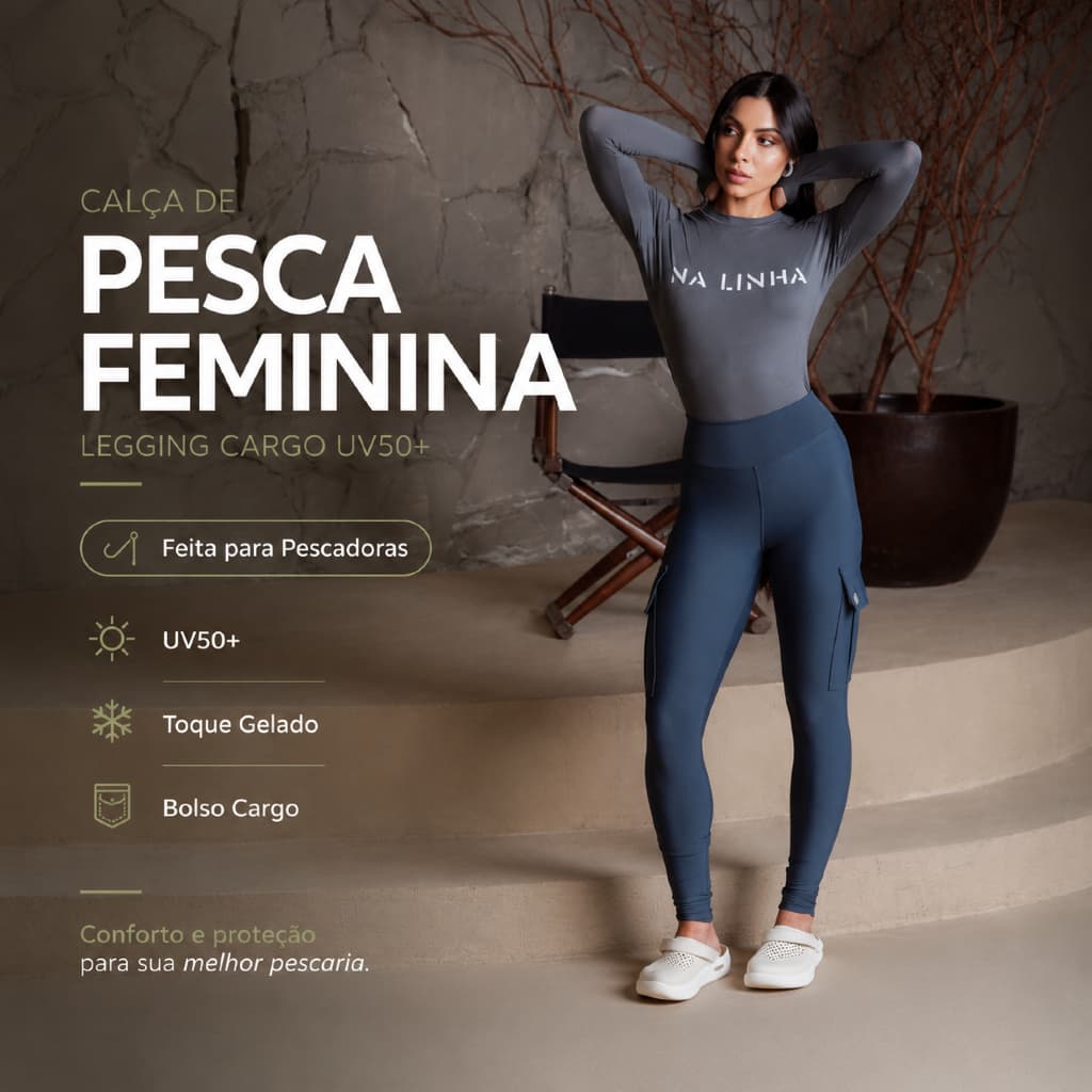 Legging de Pesca Feminina com Proteção Solar.
