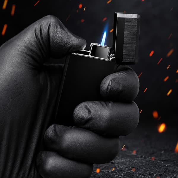 Isqueiro Maçarico Preto Premium – Chama Azul Potente e Design Elegante/Descarregado