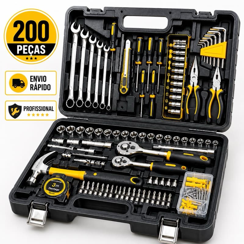 Maleta de Ferramentas 200 Peças Completa Profissional TitanForge Pro™
