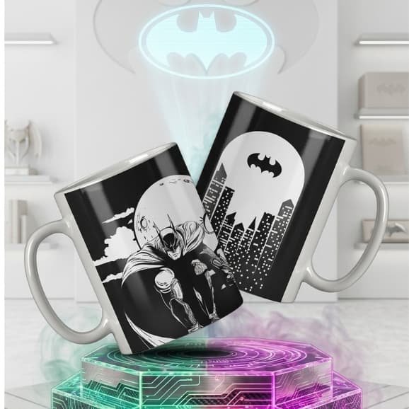 Caneca Batman 325ml Cerâmica Branca Geek DC Super Herói Presente Criativo