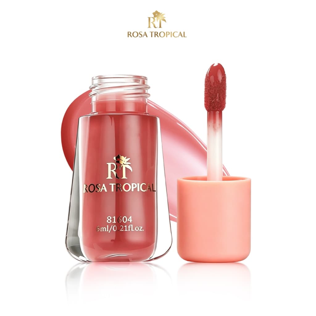 Gloss Labial Rosa Tropical Brilho Espelhado Intenso Gloss Labial Hidratante Labios Volumosos 6ml