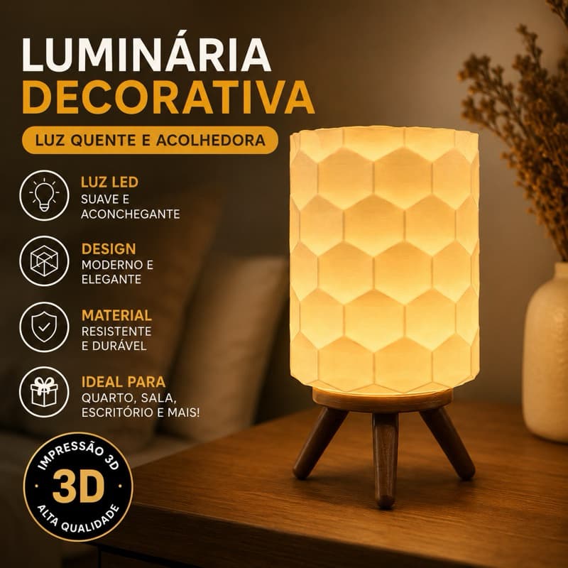 Luminária LED Decorativa Abajur Moderno Luz Noturna Quarto Cabeceira Mesa Decoração