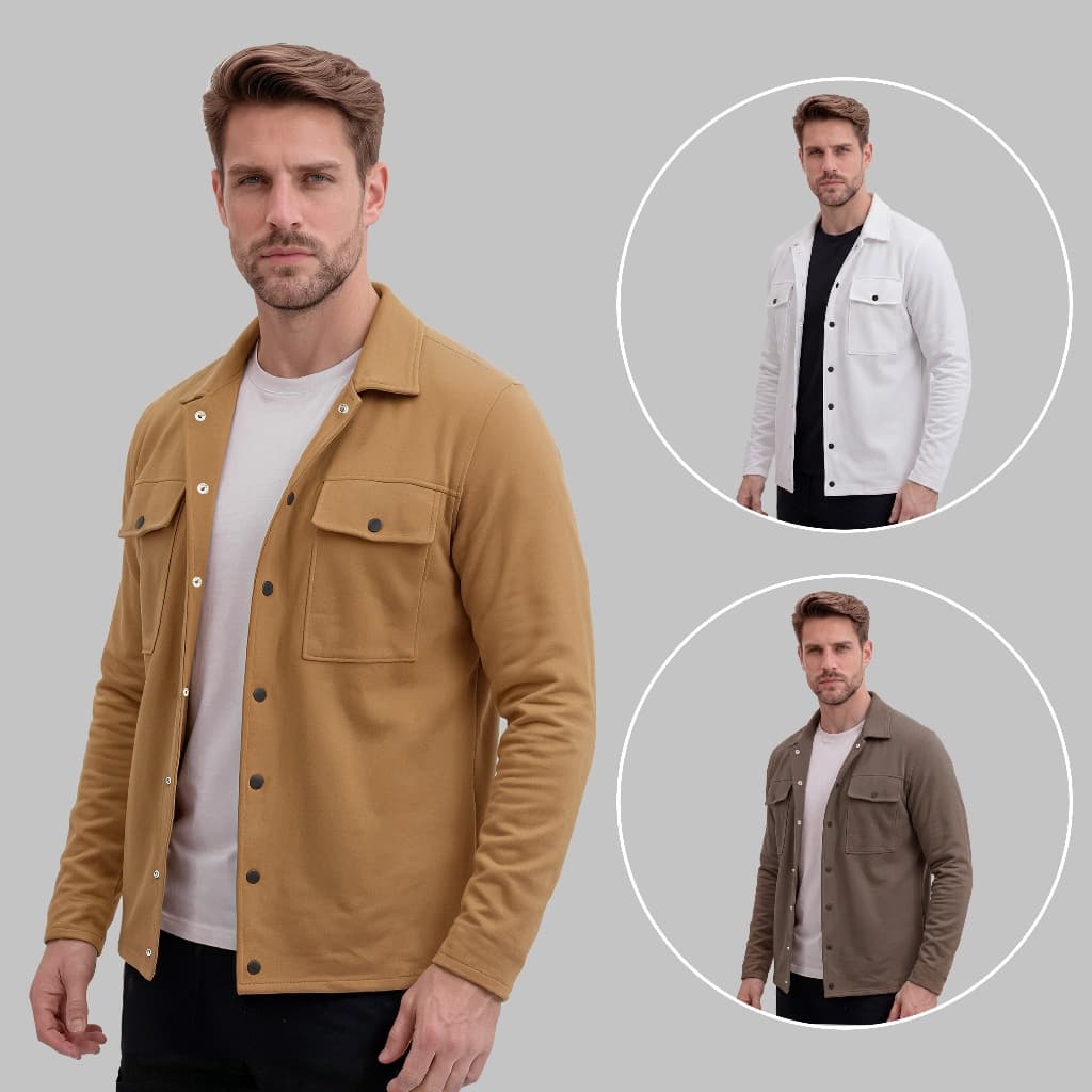 Kit 3 Casaco Casual Premium Masculino Moletom Sobretudo Gola Lapela Social Com Bolsos