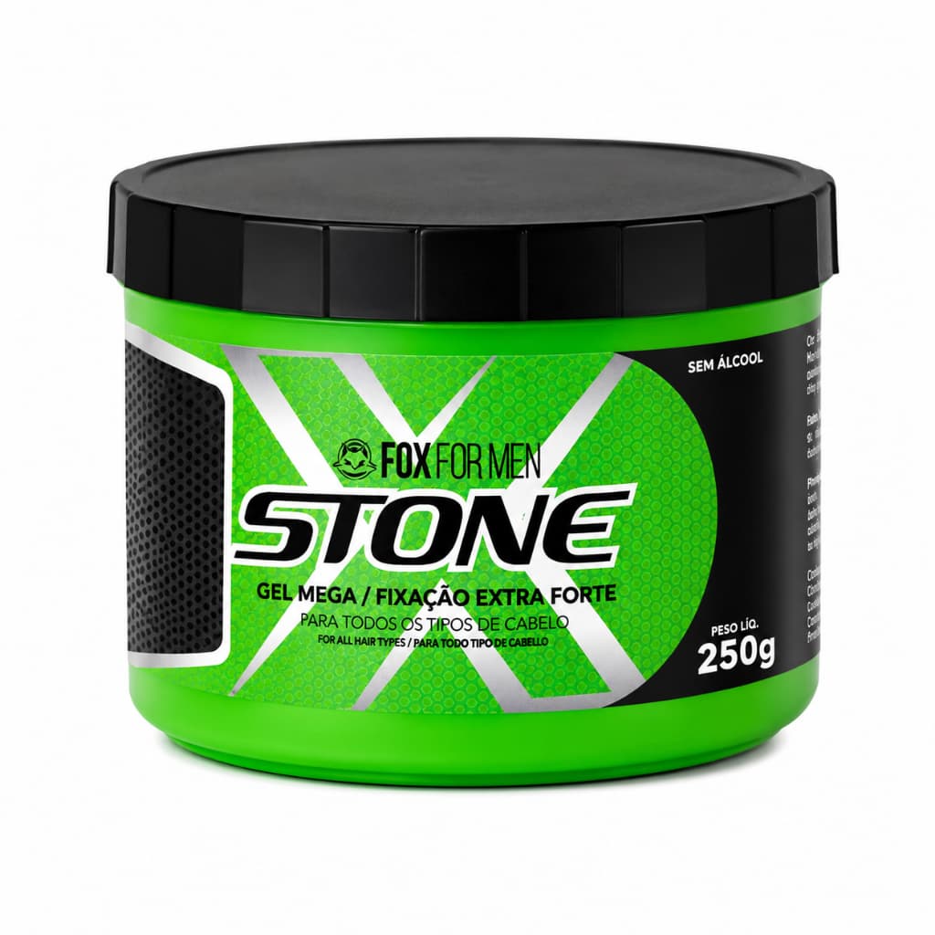 Gel Cera Capilar Masculino Mega Stone Fox For Men 250g Fixação Extra Forte e Longa Duração
