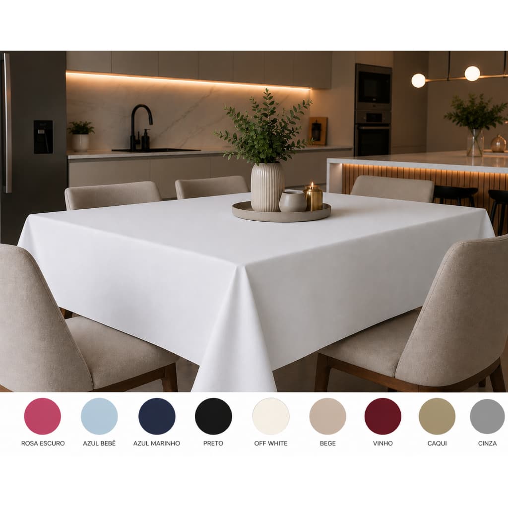 toalha de mesa quadrada 140x140 e 140x210 oxford colorida nao mancha 100% poliester