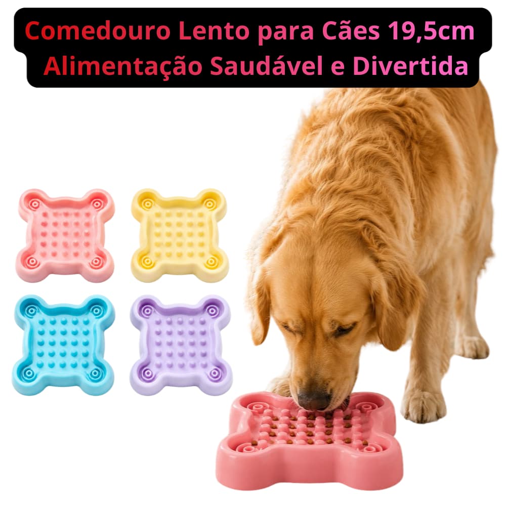 Comedouro Lento para Cães 19,5cm – Alimentação Saudável e Divertida