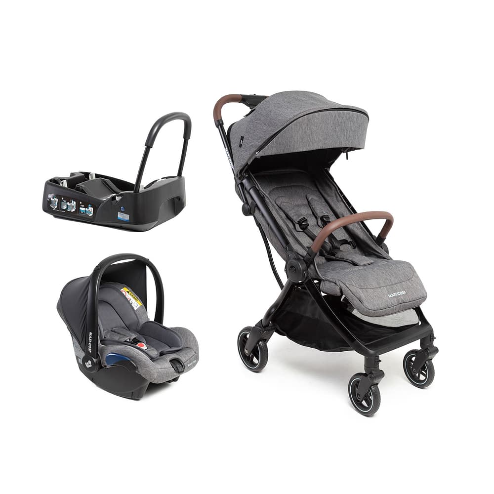 Carrinho Eva³ Select Grey bebê conforto e base Maxi Cosi