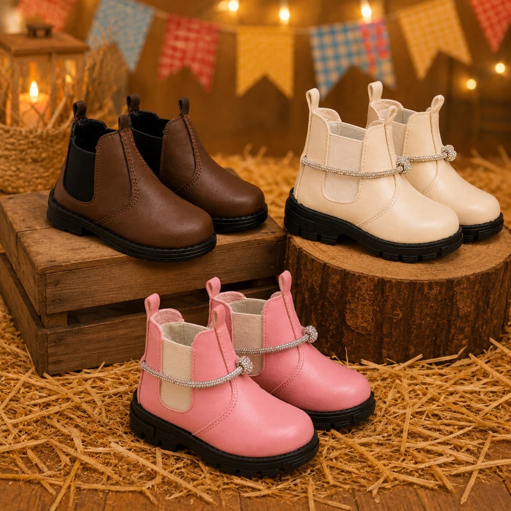 Bota Infantil Botinha Jeca Confortável Macia Antiderrapante Festa Junina Leve Unissex Promoção
