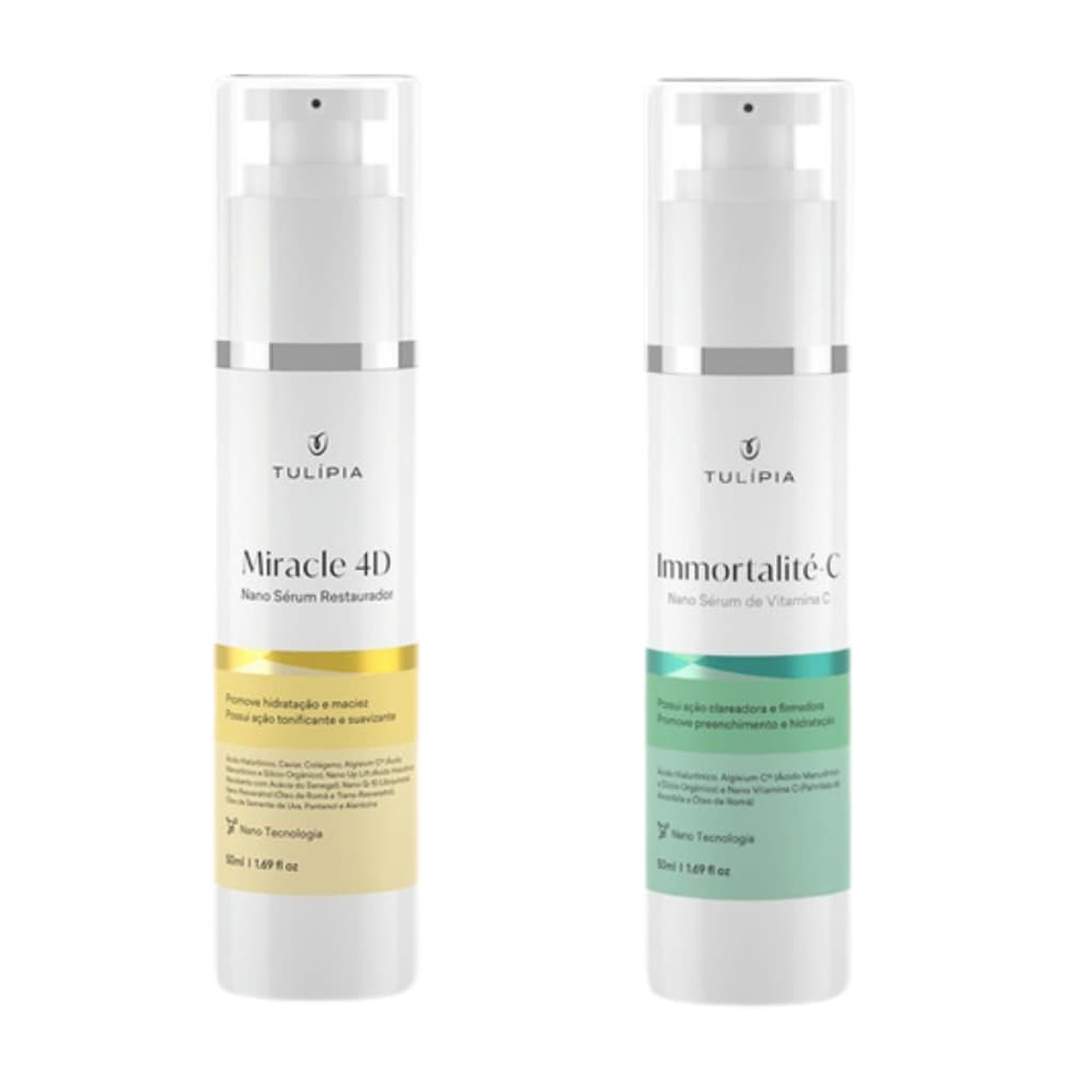 Kit Tulípia Miracle 4D e Immortalité Vitamina C Antissinais Hidratação e Luminosidade