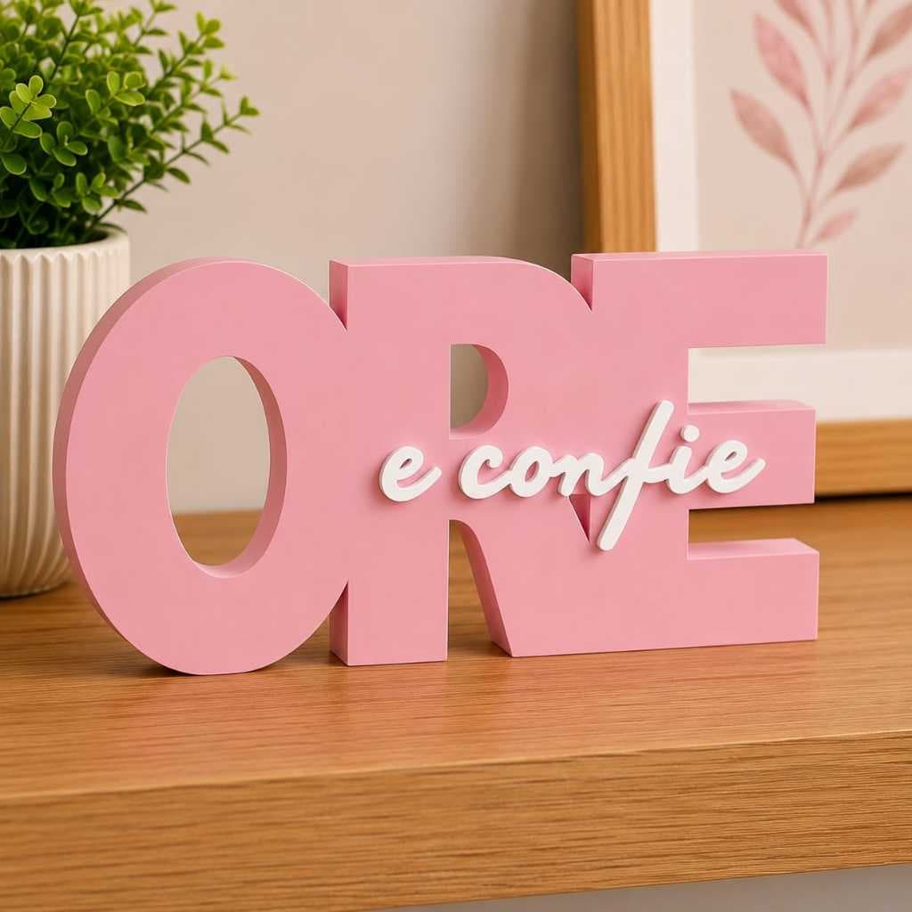 Ore e Confie Letreiro Decorativo para Casa Sala Quarto Escritório Ambiente de Fé Moderno  Presente