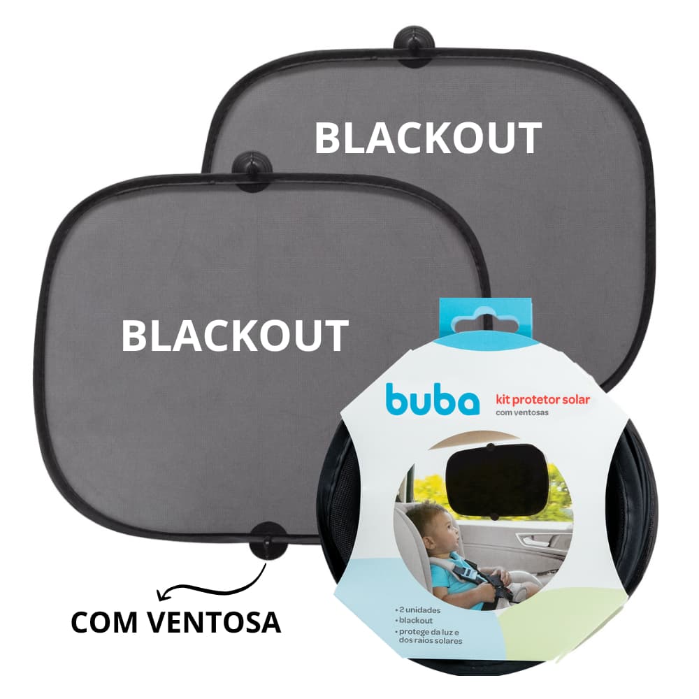 Kit 2 Protetores Solar Buba Blackout Ventosa para Carro