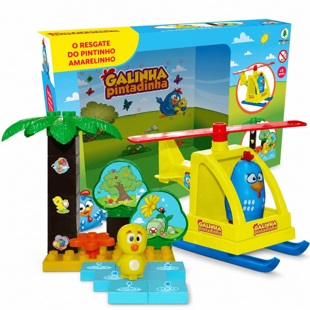 Galinha Pintadinha Resgate Pintinho Amarelinho 24 Blocos 2 Bonecos E Adesivos