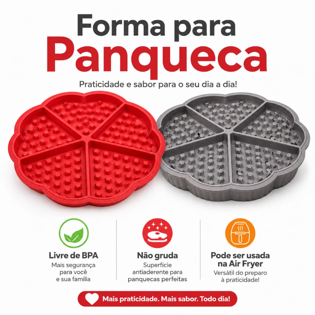 Forma Para Panqueca Silicone Premium Velluto Chef™ BPA FREE receitas para panquecas Não Gruda pode usar na sua Air Fryer