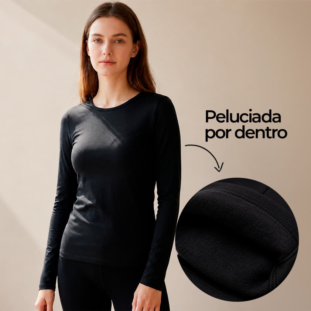 Blusa Térmica Feminina Peluciada Inverno Segunda Pele Manga Longa Quentinha Confortável
