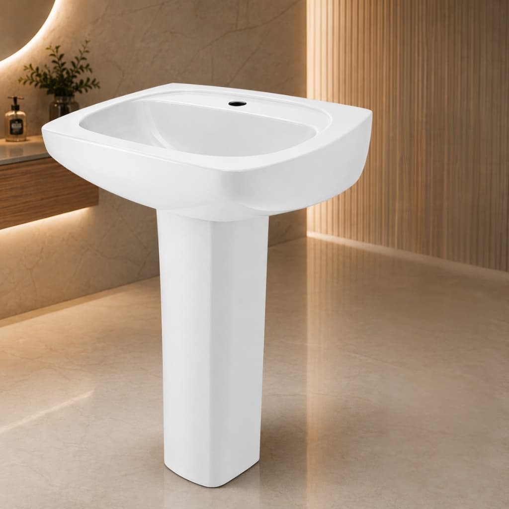 LAVATÓRIO COM COLUNA THEMA LUXO PIA DE BANHEIRO BRANCO INCEPA