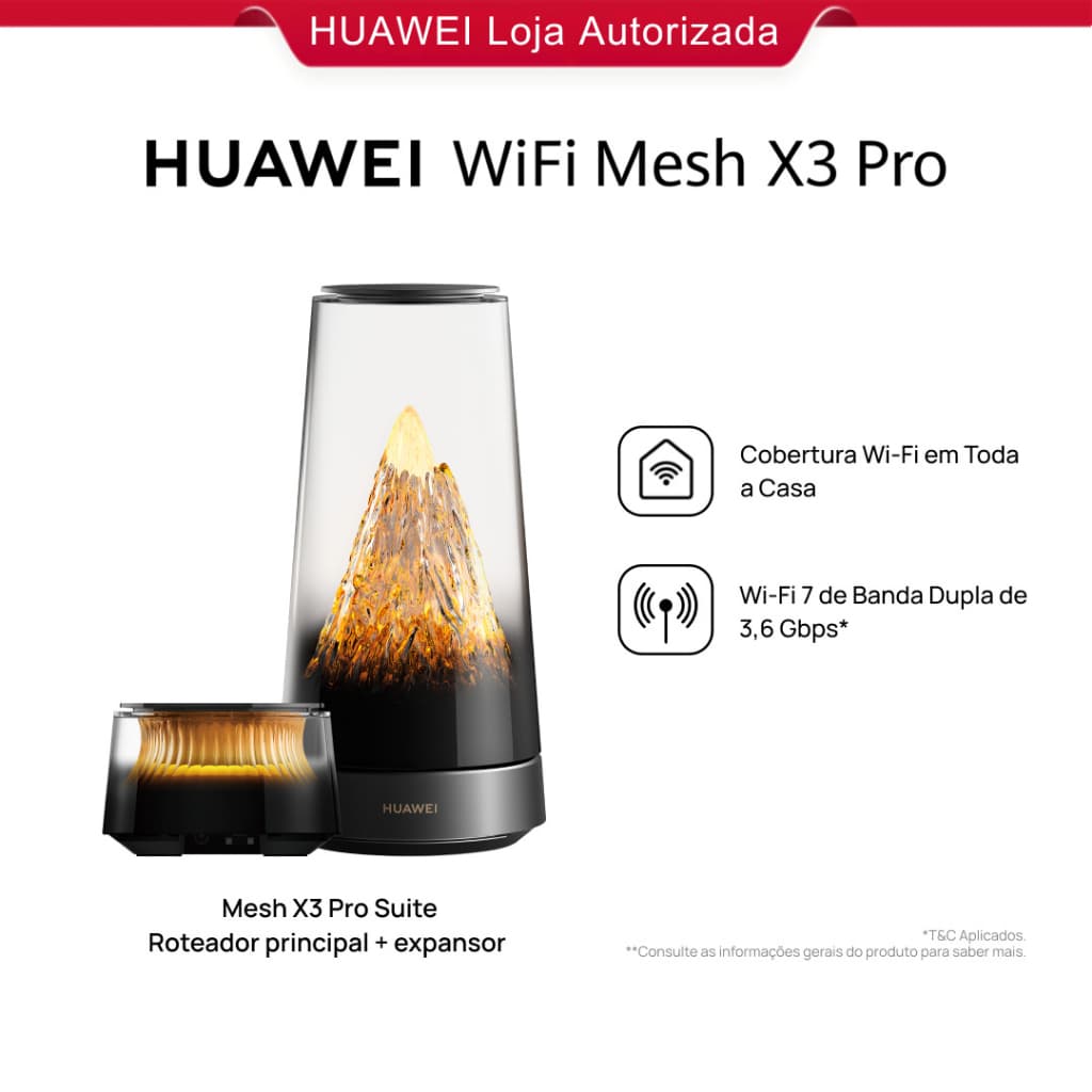 HUAWEI WiFi Mesh X3 Pro | Roteador | Wi-Fi 7 de Banda Dupla de 3,6 Gbps | HomeSec | Game Turbo