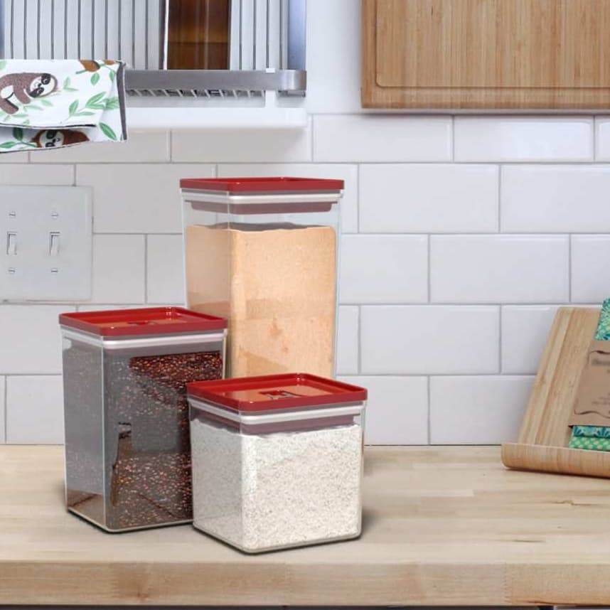 Kit 3 Potes Organizador de Mantimentos Hermético Dubai 5,0 Litros 3 Tamanhos Diversas Cores