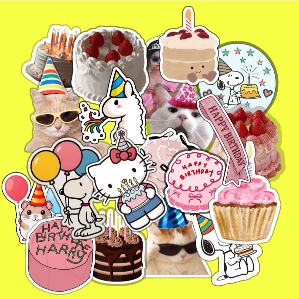 Pac Adesivos Variados - Happy Birthday Aniversário Festa/Bolo/Parabéns para Decoração e Colagem