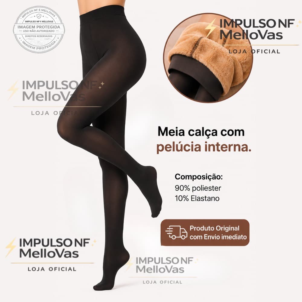 Meia Calça Grossa Forrada Peluciada Importada Preta Térmica Alta Elasticidade do P ao GG