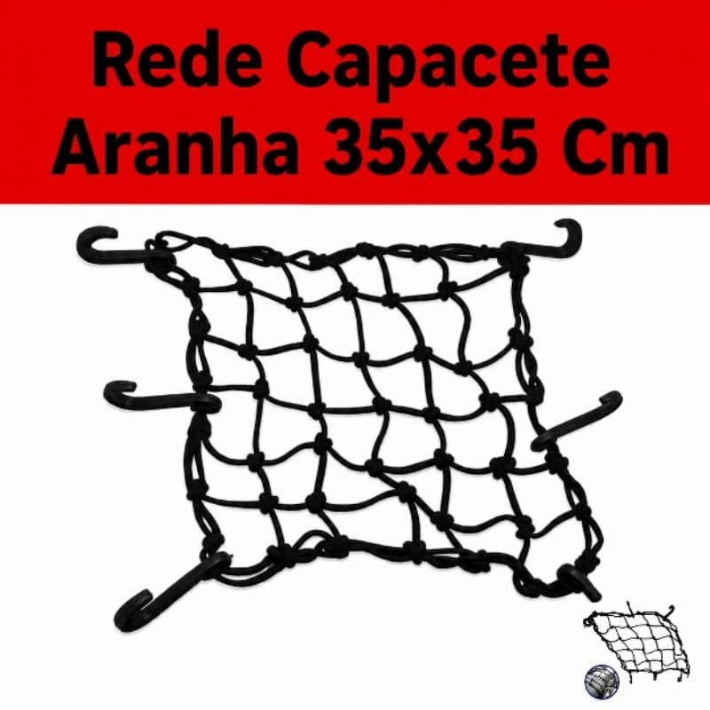 Rede Elastica Aranha 35x35 Cm Moto Bike Carga Capacete Redinha Preta Estica Extensor Reforçado