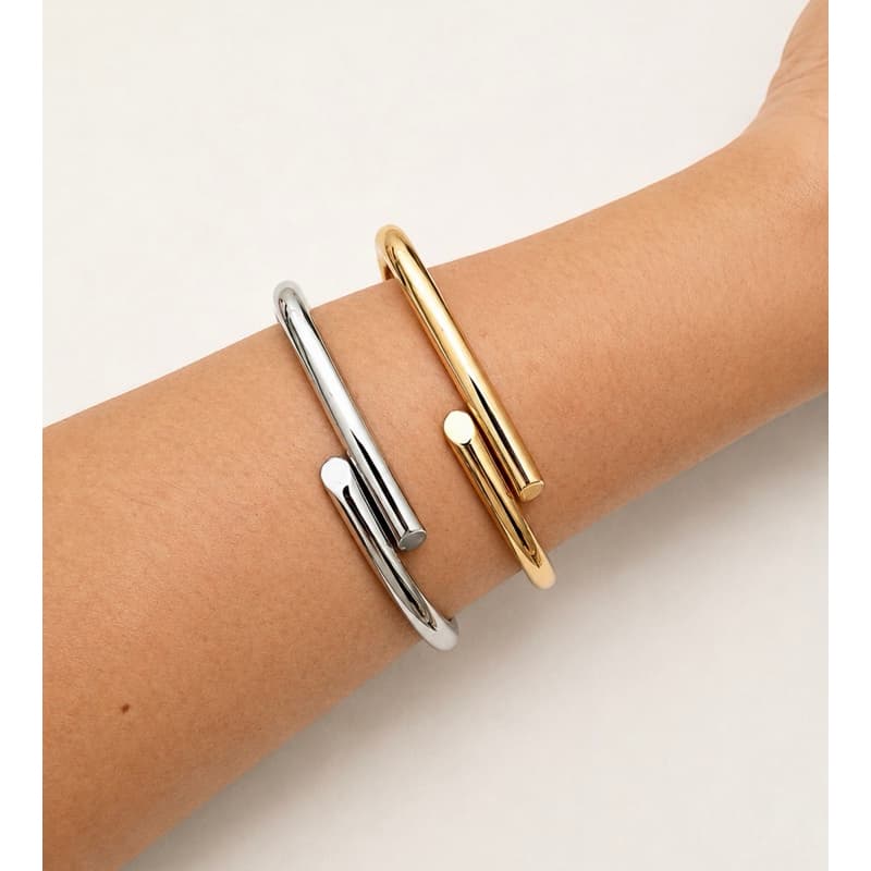 Pulseira Bracelete Feminina Design Minimalista Dourado Prateado / Pulseira Lisa Moderna tendência fashion elegante