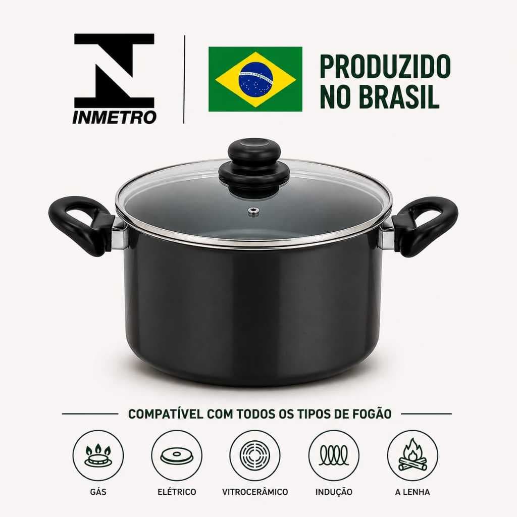 Caldeirão Panela 5,2L de Sopa para Fogão Indução e Gás, Esmaltado Ágata, Grande, Ensopado, Cozimento Rápido e Uniforme