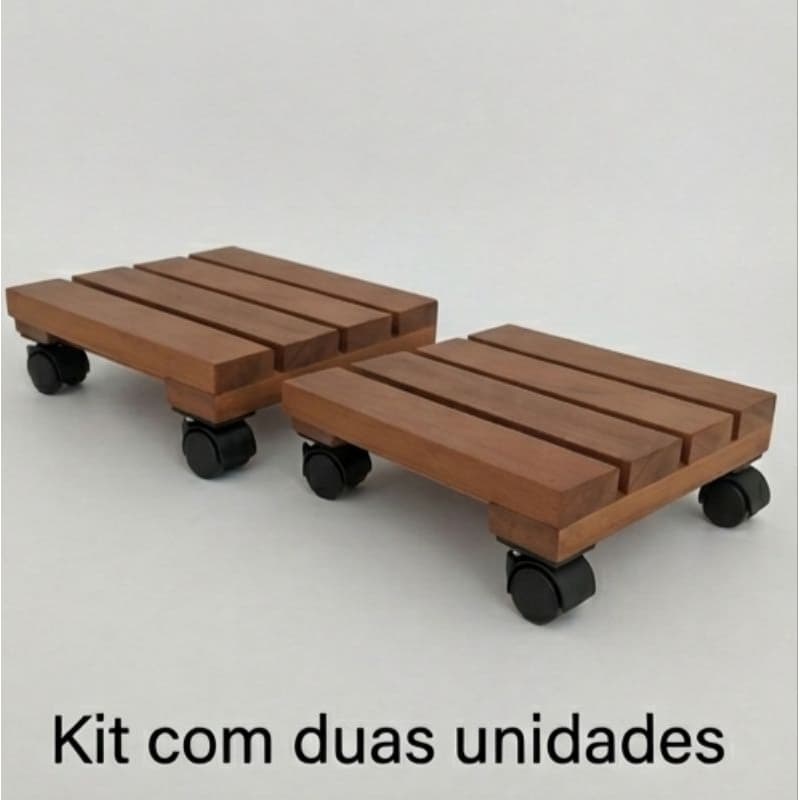 Kit com 2 Suporte para Vaso com Rodinhas