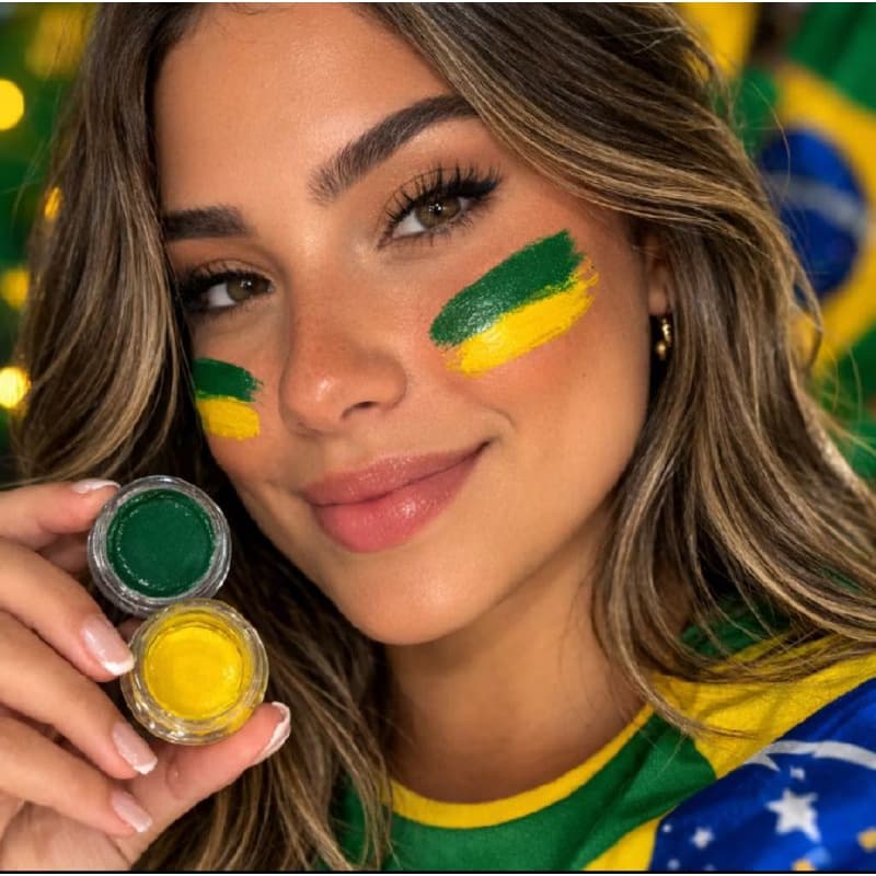 Tinta Facial Color Make Verde E Amarelo Brasil Copa Do Mundo