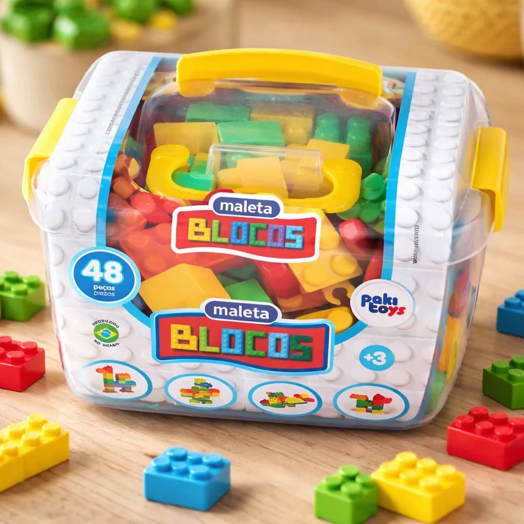 Brinquedo de Montar Blocos Coloridos Educativo Criativo Divertido Para Crianças 48 peças Pakitoys