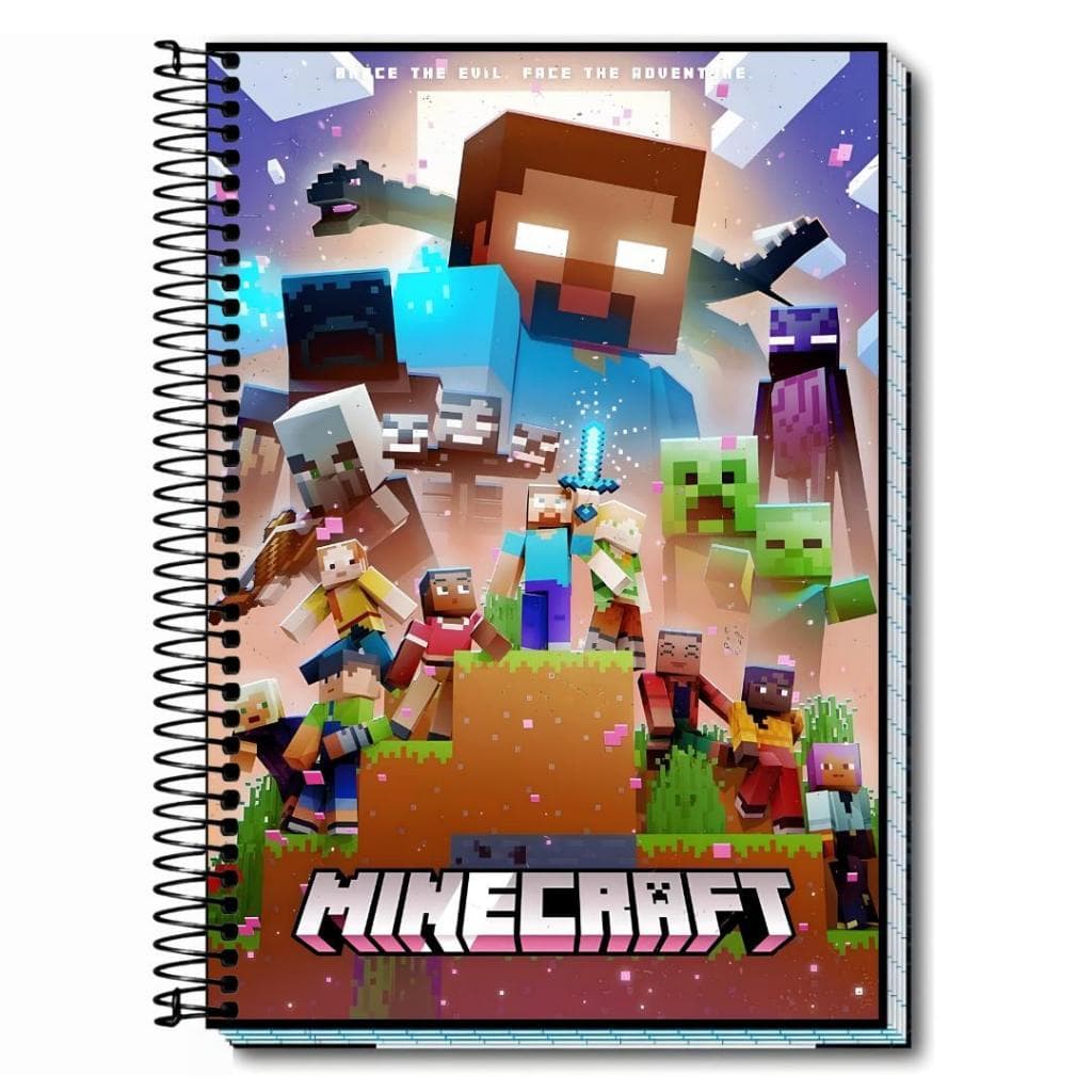 Caderno Escolar Universitário minecraft tempo ouro  Capa Dura Personalizado 01 a 20 Matérias