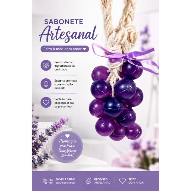 🍇💛 Sabonetes artesanais em formato de cacho de uvas!