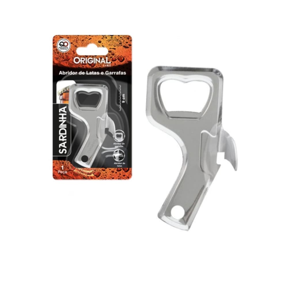 Kit 2 Abridores de Lata e Garrafa Aço Inox 9cm Original Line Resistente Compacto