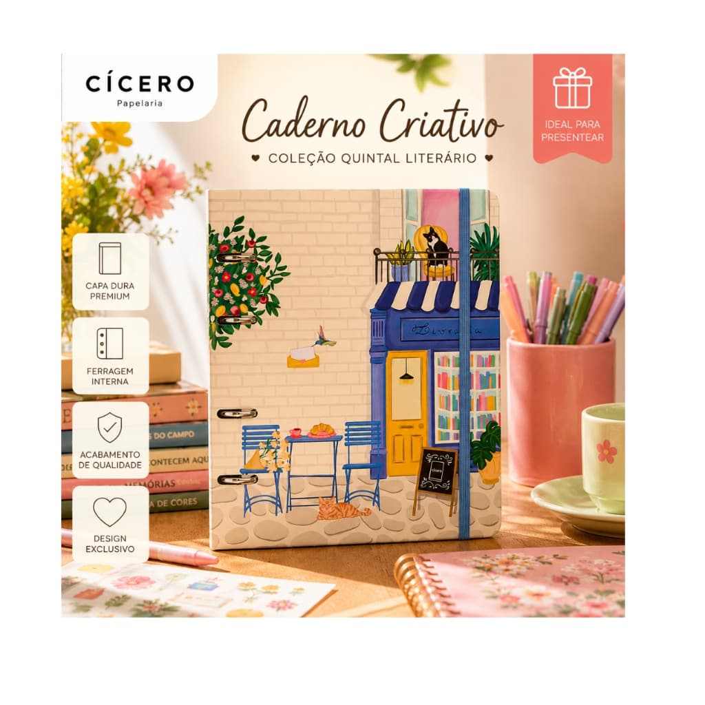 Caderno Criativo Cícero Quintal Literário Premium Capa Dura