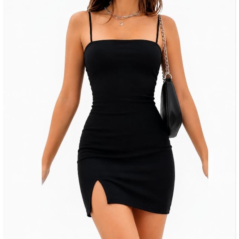 Vestido Tubinho De Alcinha Curto Com Fenda