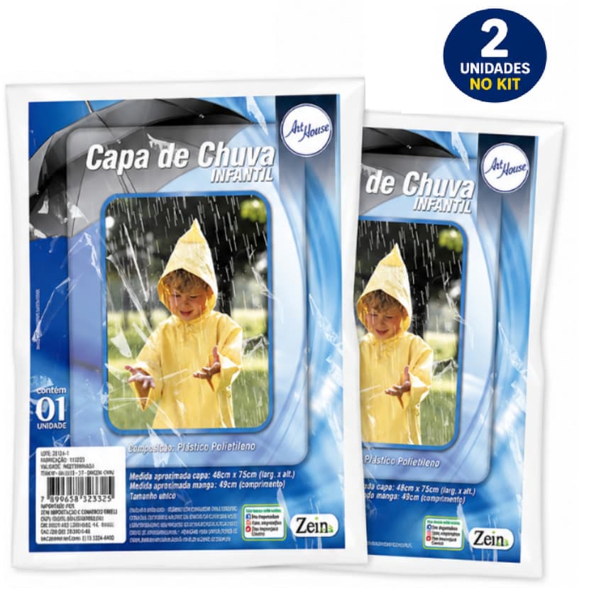 Kit 2 Capas de Chuva Infantil Leve e Protegido em dias de Chuva