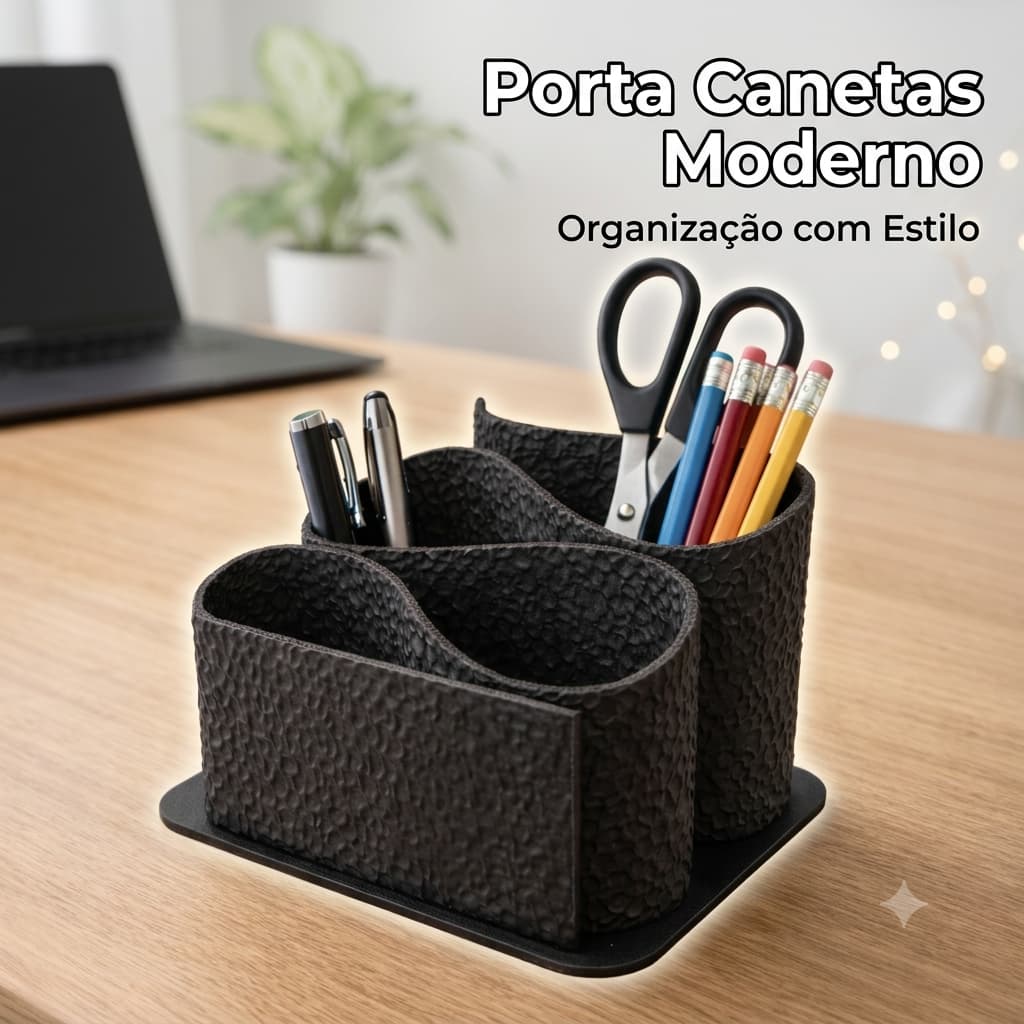 Organizador de Mesa Onda – Porta Canetas Moderno