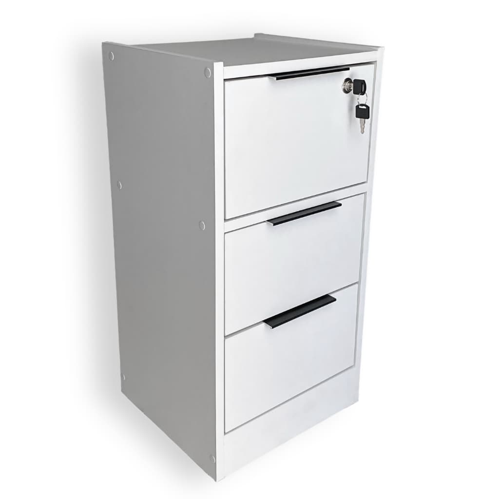 Mesa De Cabeceira Com Chave 65x30cm MDF - 1 Uni. Branco Com Fundo - Voxa Móveis
