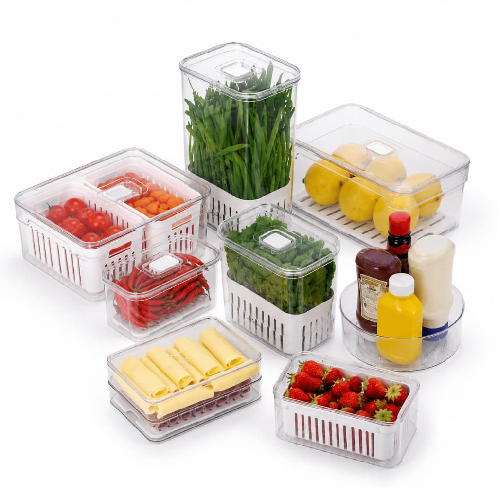 Organizador de Geladeira OU Clear Fresh Porta Frios Temperos Bebidas Frutas Ovos Acrilico