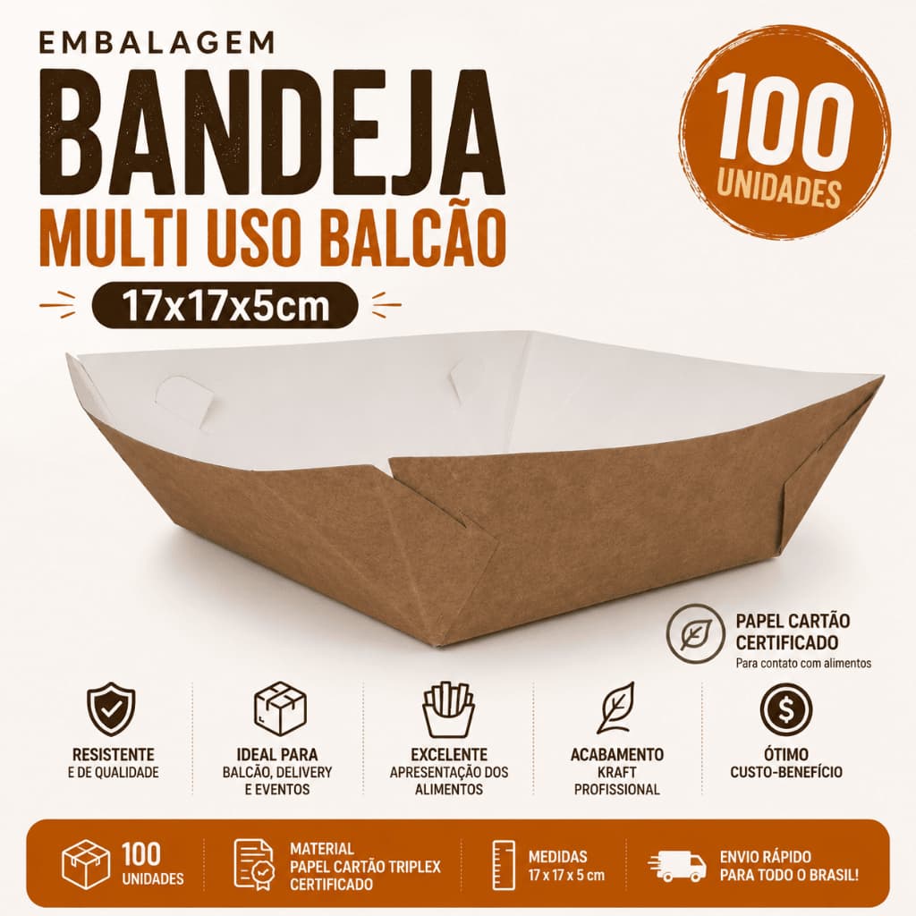 Embalagem Bandeja Multi Uso Balcão (17x17x5cm)