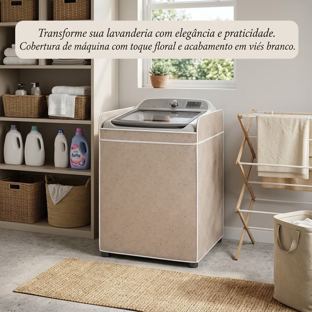 Capa Para Máquina De Lavar Forrada Tamanho M Bege Impermeável Brastemp Consul