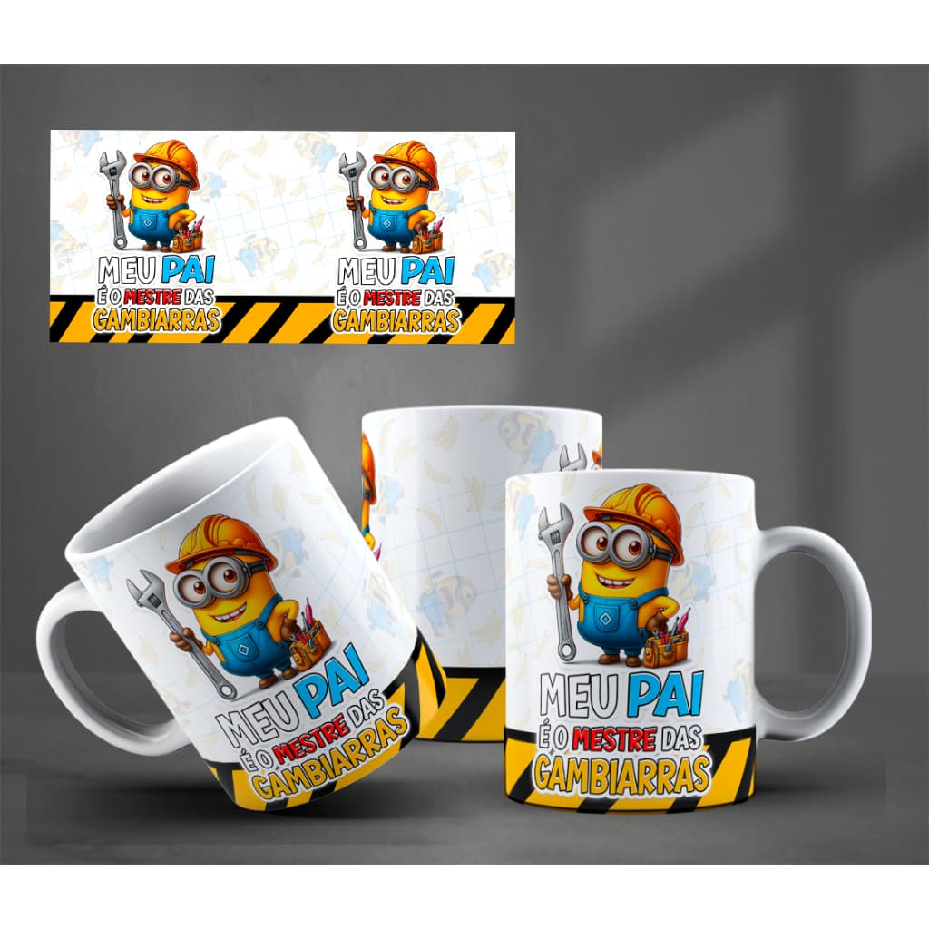 Meu Pai é o Mestre das Gambiarras (mod09) - Caneca Personalizada Classicas Minions