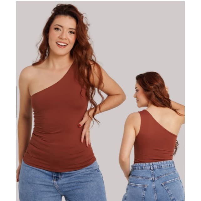 Blusa Um Ombro Só Poliamida Premium Basico Estilo Gringo Mula Manca Blusa