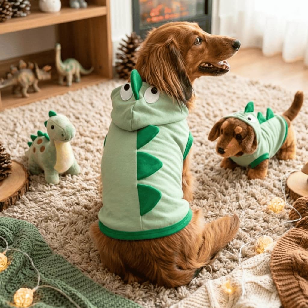 Regata Pet Malha Dinossauro com Capuz | Roupa em Algodão para Cachorro e Gato