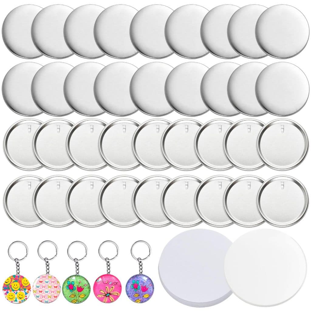 Kit 50 Bottons 32mm Branco com Alfinete para Máquina de Bottons Mecolour DIY