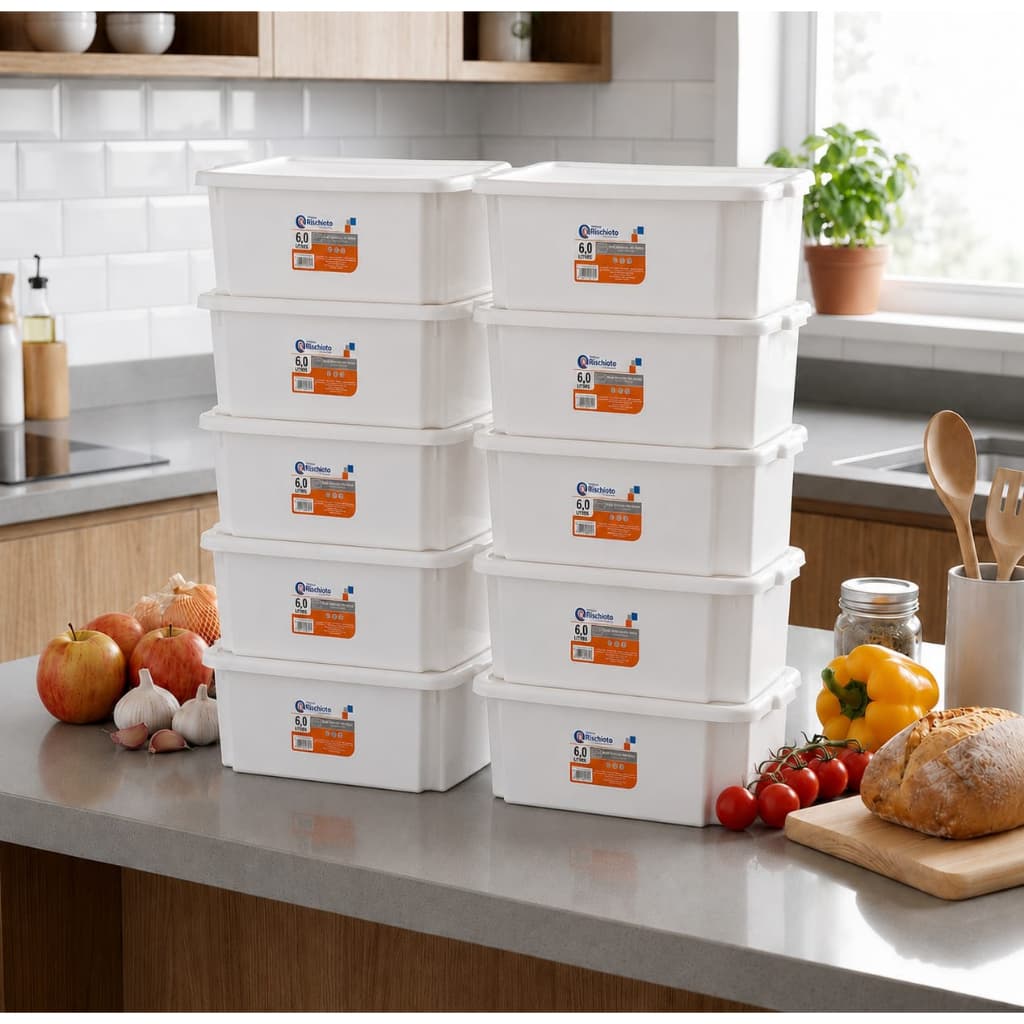 Conjunto Kit 10 Caixa Bandeja Frigorifica Açougue Aves Carnes Multiuso 6l Rischioto Casa Cozinha Armazenamento