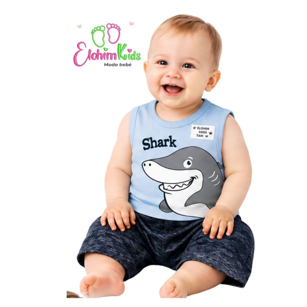 ELOHIM KIDS Conjunto Bebê Tubarão Shark com Barbatana 3D