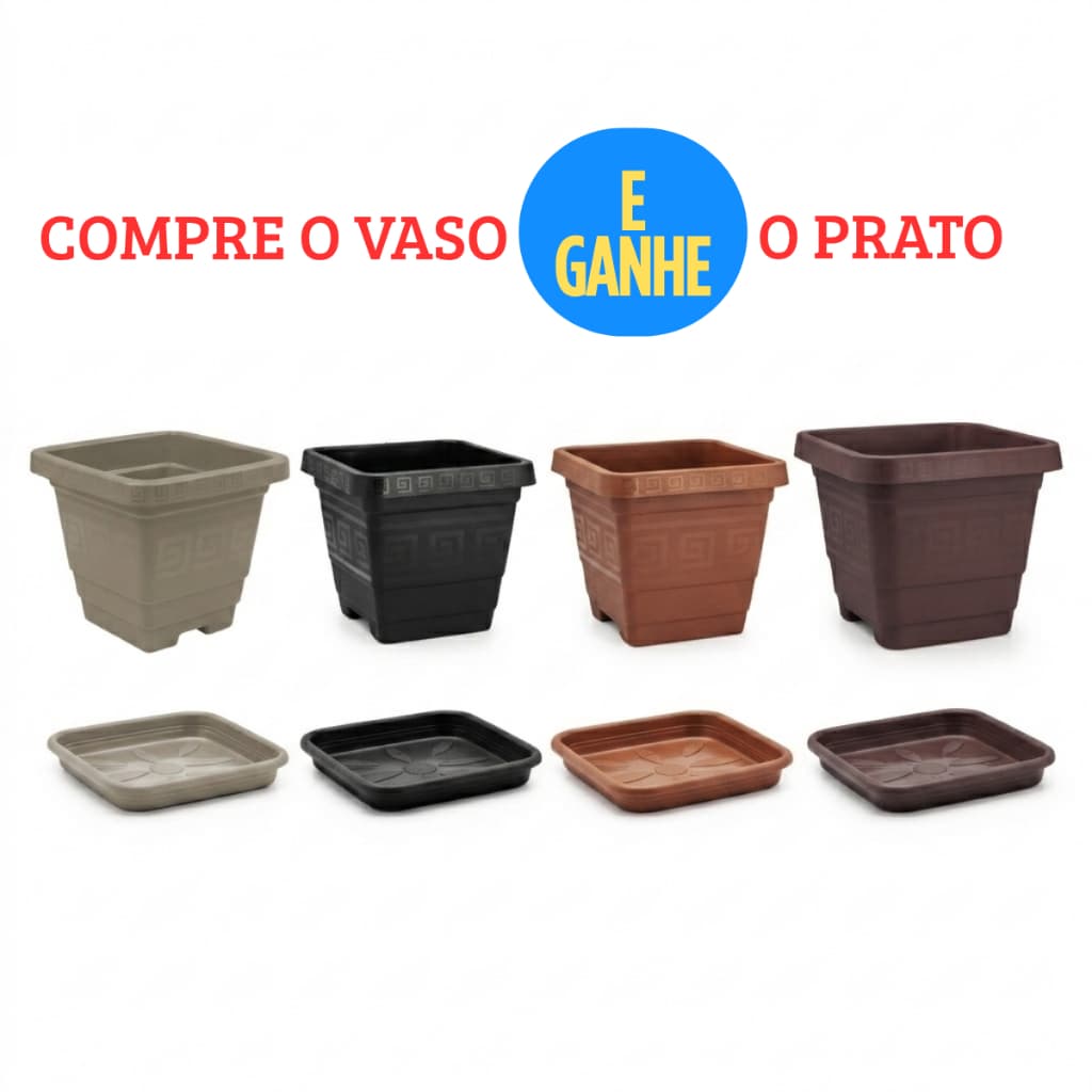 Kit Vaso De Flor 18 L + Prato De Plástico Reforçado Resistente Vaso De Flor Para Flores Plantas Jardim Decoração